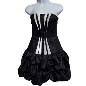 Jessica McClintock for Gunne Sax Black Strapless Prom Evening Dress 1